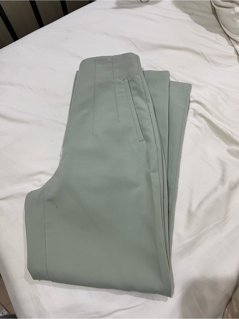 Zara Slim Trousers in Light Sage Green
